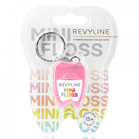 Зубная нить вощеная Revyline floss mini, полиэстер с бамбуковым углем, 15 м, розовая